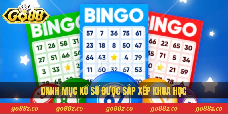 Danh mục xổ số được bố trí logic, dễ trải nghiệm