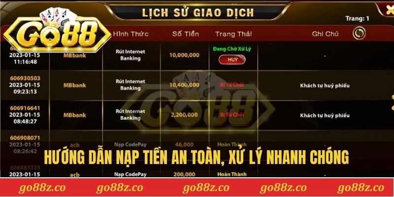 Hướng dẫn nạp tiền an toàn, xử lý nhanh chóng